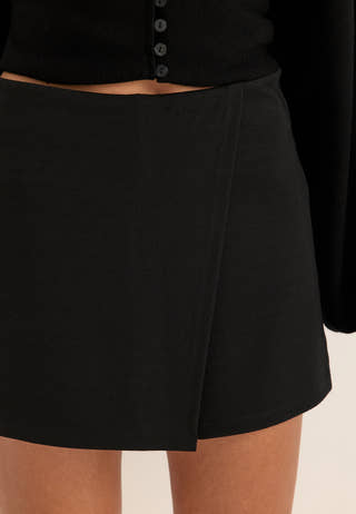 Jersey Wrap Skort Black
