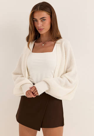 Jersey Wrap Skort Brown