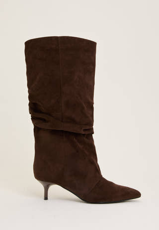 Slouchy Faux Suede Boot Brown