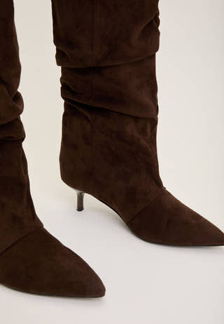 Slouchy Faux Suede Boot Brown