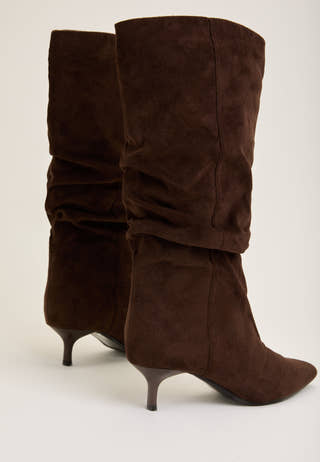 Slouchy Faux Suede Boot Brown