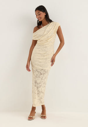 Asymmetric Jacquard Stretch Ankle Dress