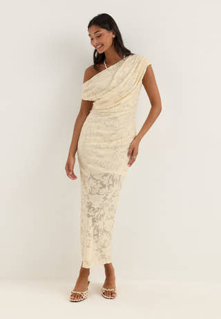Asymmetric Jacquard Stretch Ankle Dress