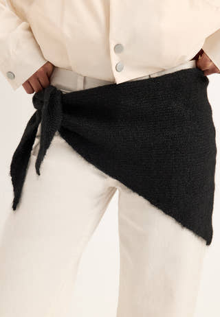 Knitted Big Triangle Shawl Black