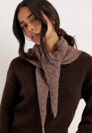 Knitted Big Triangle Shawl Brown