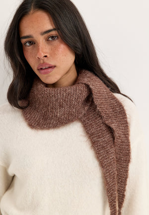 Knitted Mini Scarf Brown