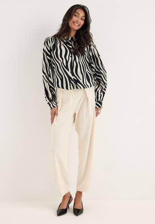 Balloon Hem Satin blouse Patterned