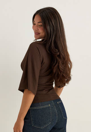 Funnel Neck Top Brown