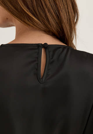 Smock Satin Blouse Black