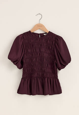 Smock Satin Blouse Purple