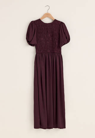 Smock Satin Maxi Dress Purple