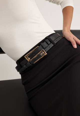 Double Buckle Waist Belt Gold