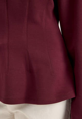 Peplum Long Sleeve top Red