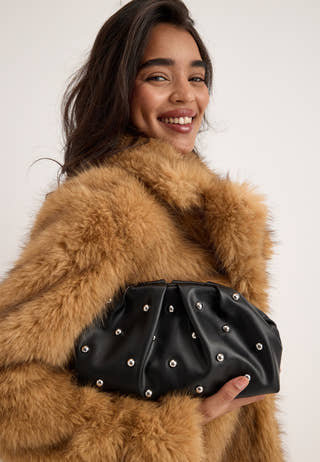 Gathered Stud Clutch Silver