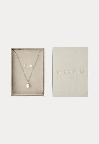 Evena Gift Set, Necklace & Earstuds, silver-plated Silver