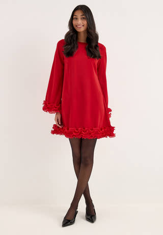A-line Flounce Dress Red