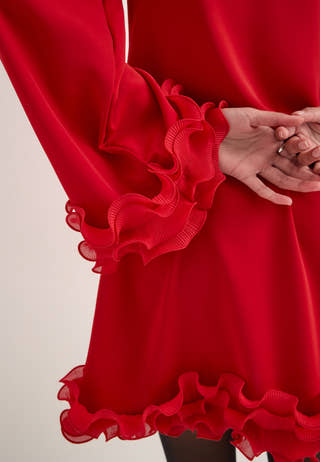 A-line Flounce Dress Red