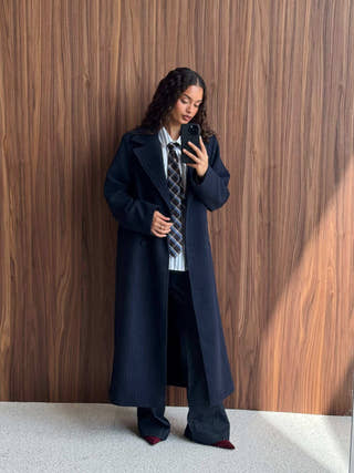 Straight Wool Blend Coat