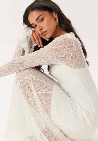 Lace Long Sleeve Ankle Dress