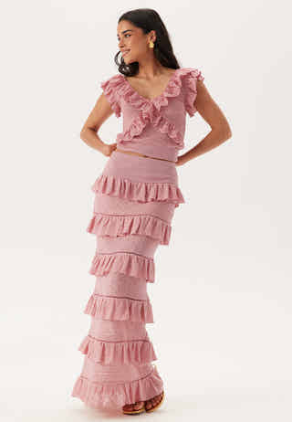 Knitted Frill Ankle Skirt