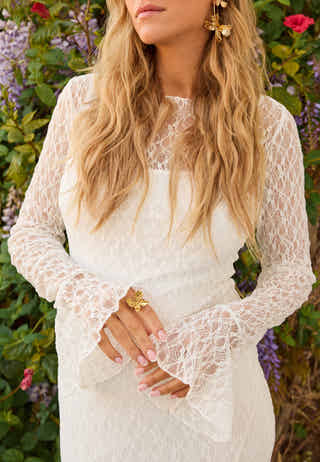 Lace Long Sleeve Ankle Dress