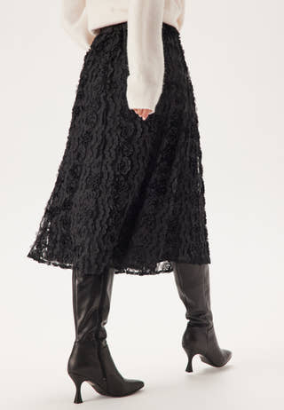 3D Flower Midi Skirt