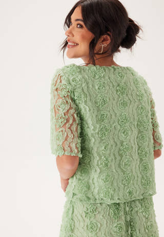 3D Flower Short Sleeve Blouse