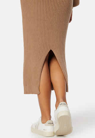 Round Neck Rib Knitted Midi Dress