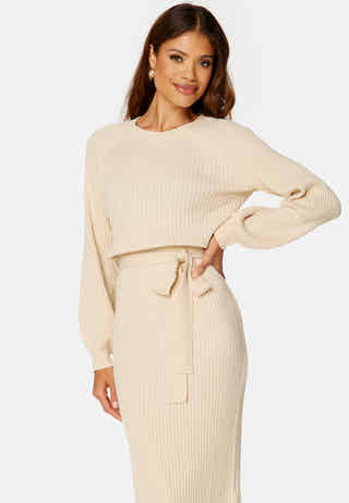 Round Neck Rib Knitted Midi Dress