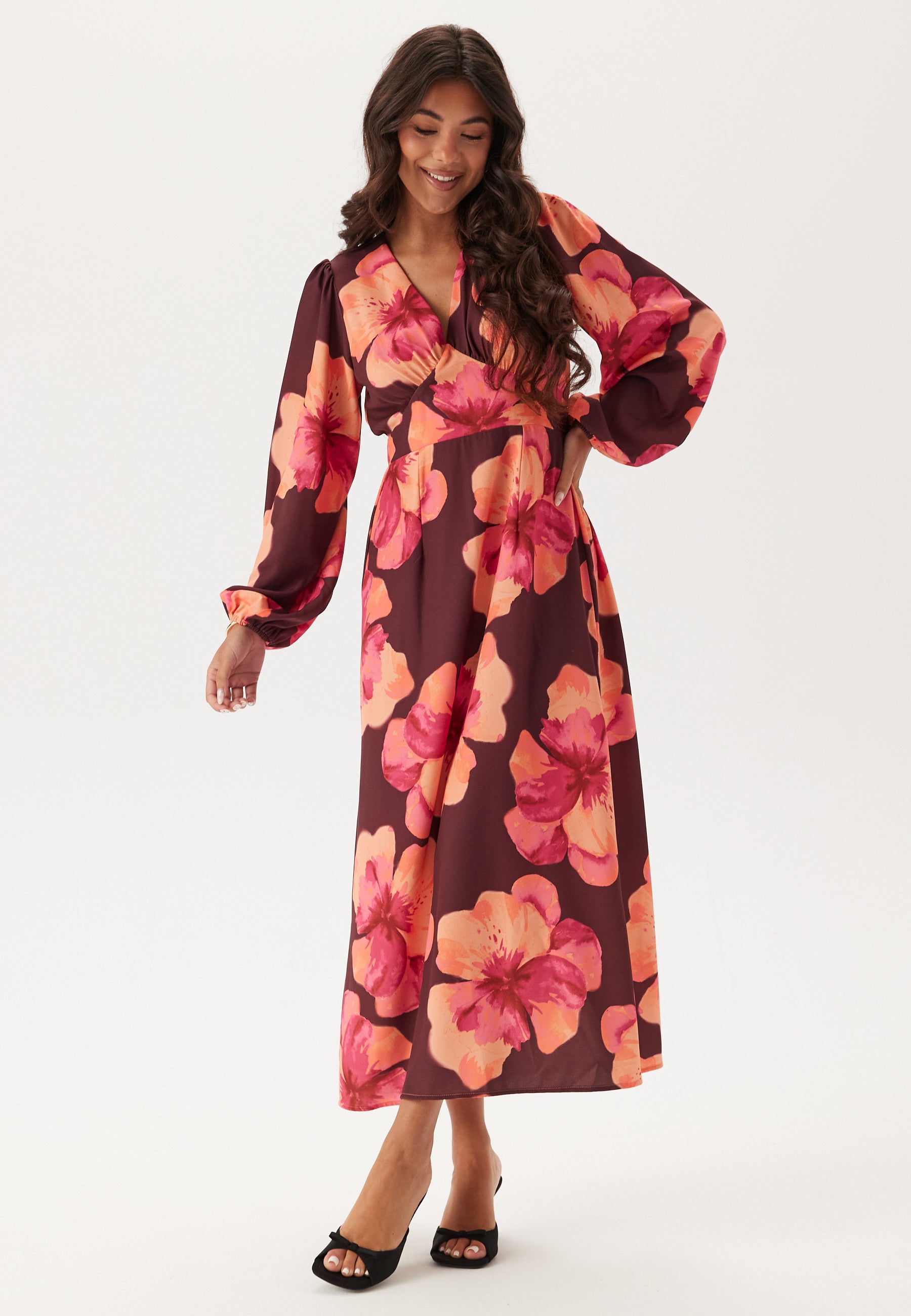 Bubbleroom – Balloon Sleeve Maxi Dress – Dresses – Pink / Floral / Multi Bubbleroom – Balloon Sleeve Maxi Dress – Dresses – Pink / Floral / Multi