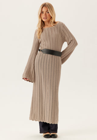 Boat Neck Structure Knitted Dress