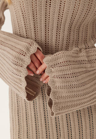 Boat Neck Structure Knitted Dress