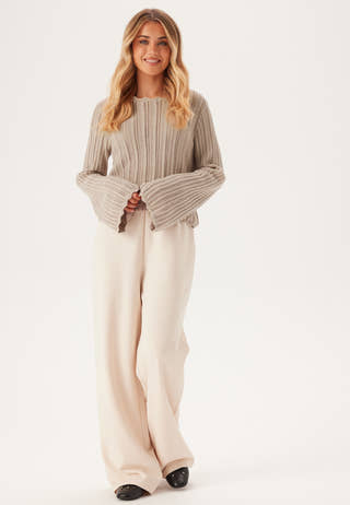 Boat Neck Structure Knitted Sweater