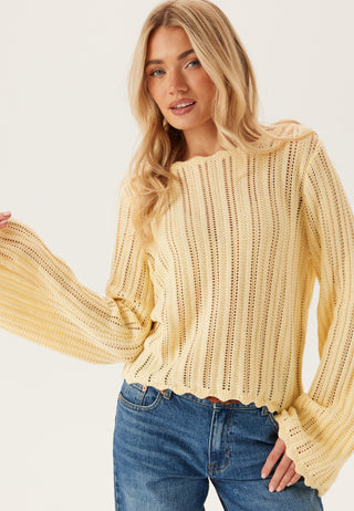 Boat Neck Structure Knitted Sweater