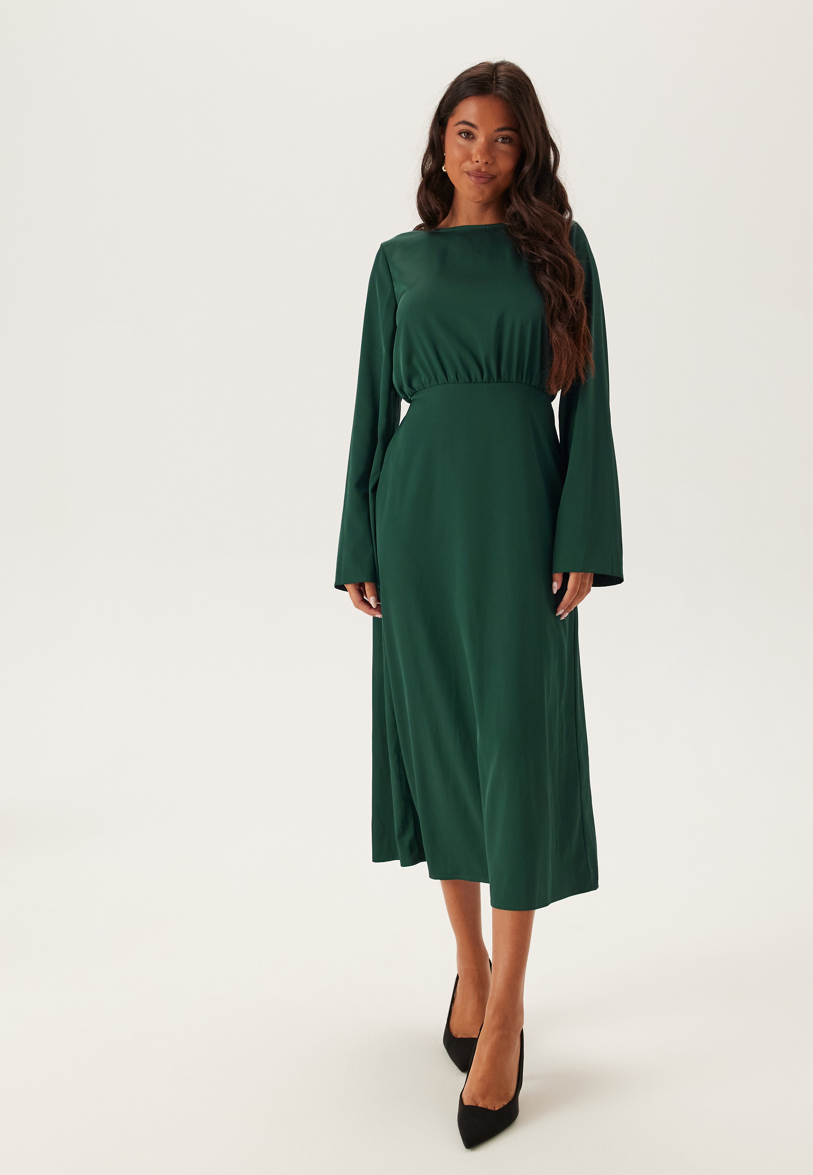 boat neck satin midi dress Leila Boat Neck Midi Dress Blue