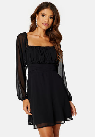 Square Neck L/S Georgette Dress