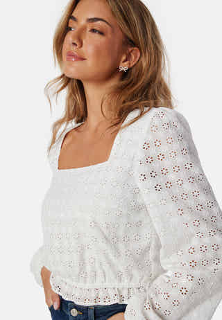 Broderie Anglaise Square Neck Blouse