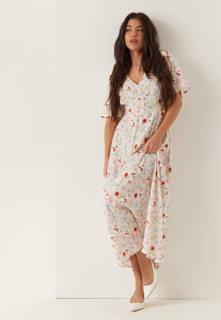 viscose maxi dress sleeves Bubbleroom – Butterfly Sleeve Viscose Maxi Dress – Dresses – Multi / Floral / Patterned