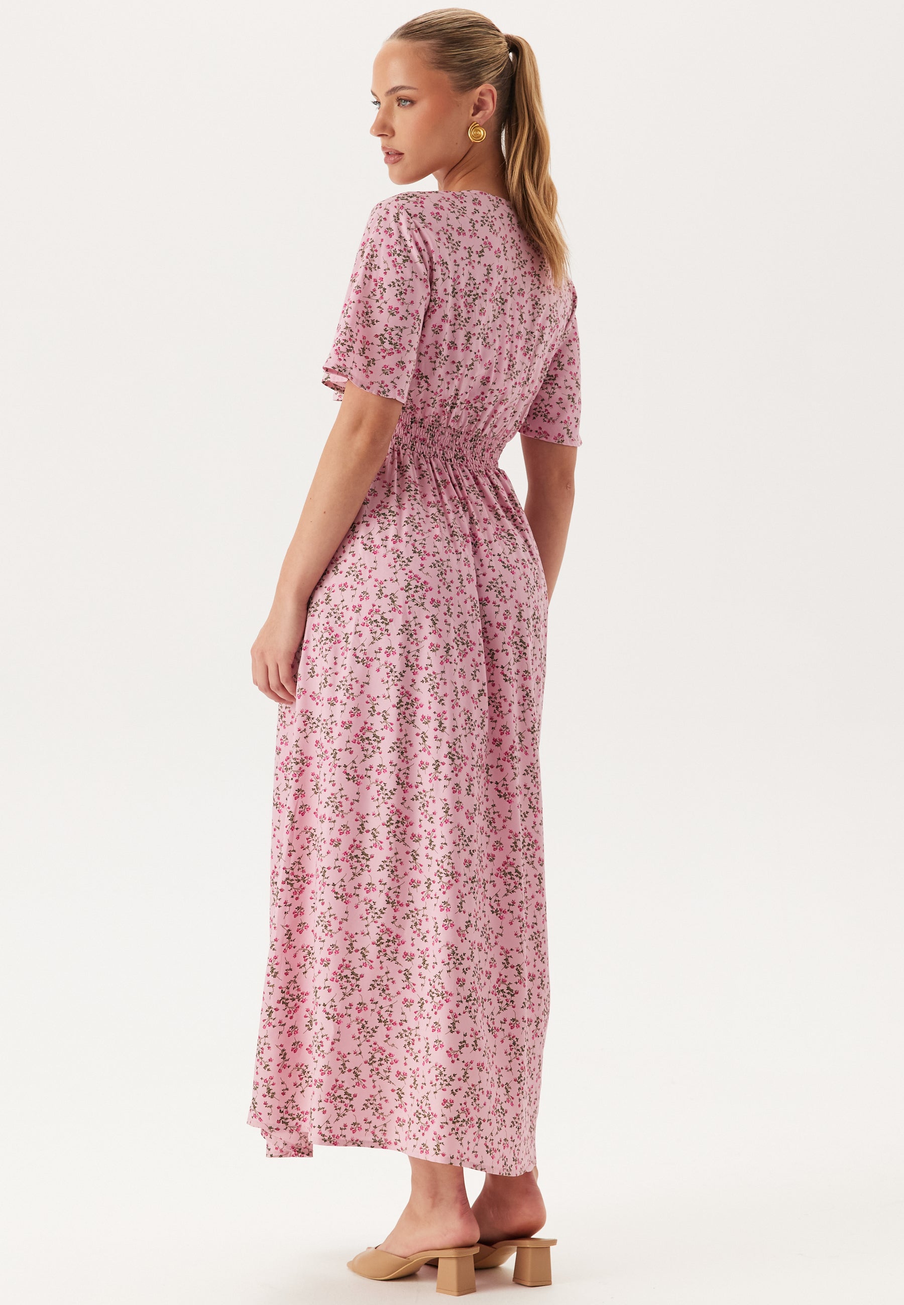 viscose maxi dress Bubbleroom – Butterfly Sleeve Viscose Maxi Dress – Dresses – Pink / Patterned