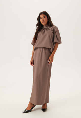 Chimney Collar Puff Sleeve Blouse