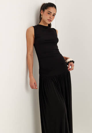 Gathered Side Maxi Dress