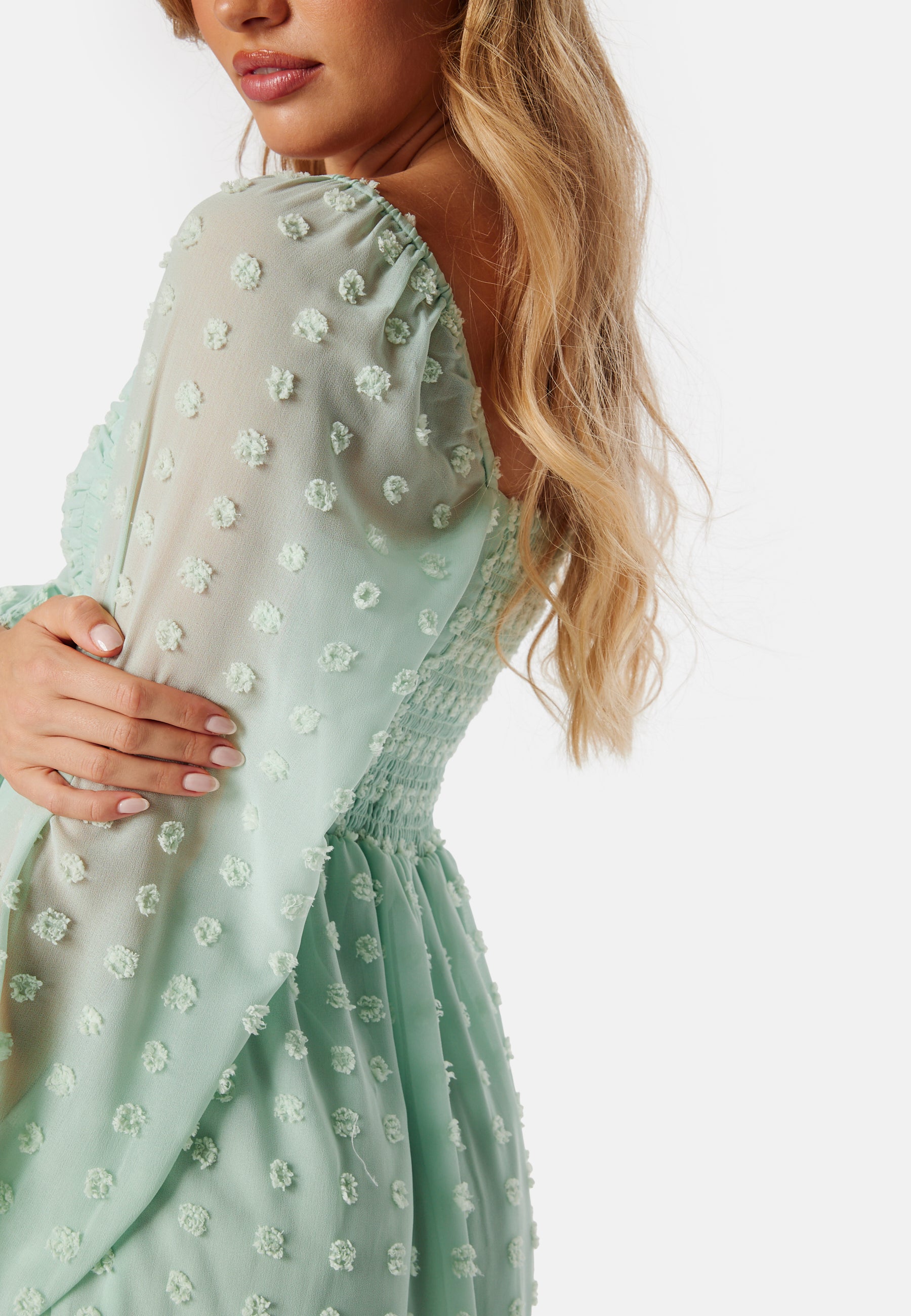 green dobby dress Chi Chi Short Sleeve Dobby Wrap Mini Dress in Green, Size 8