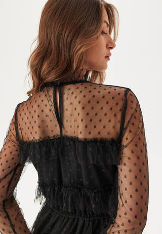 Dotted Mesh L/S Dress