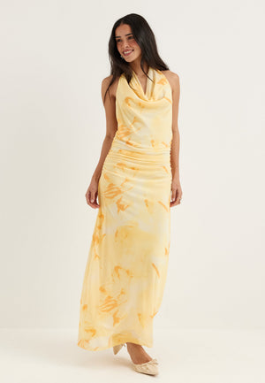Drapy Halterneck Mesh Dress