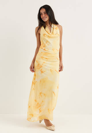 Drapy Halterneck Mesh Dress