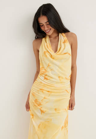 Drapy Halterneck Mesh Dress