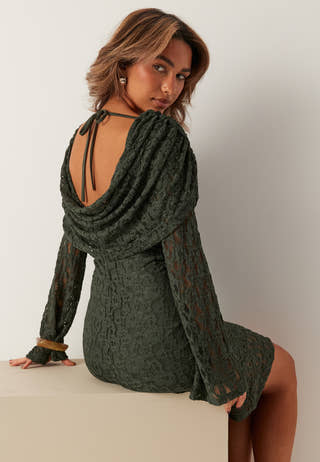 Bubbleroom Drapy Lace Dress Christmas dresses Green Bubbleroom Drapy Lace Dress Christmas dresses Green