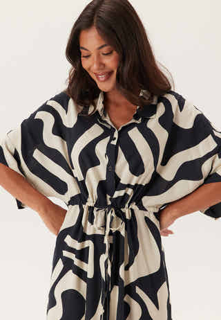 Drawstring Viscose Shirt Dress