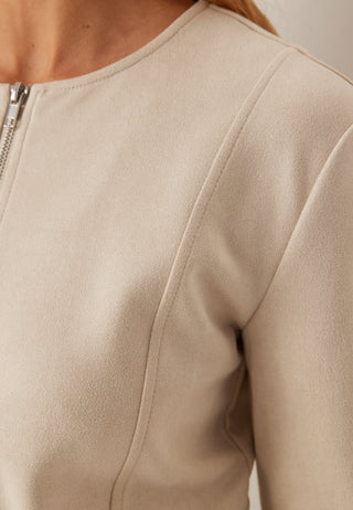 Faux Suede Peplum Jacket