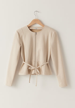 Faux Suede Peplum Jacket